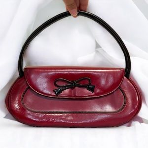 Vintage Red Leather Mini Black Bow Pin Up Bag